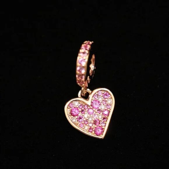 🌺Pandora Pink Crystal Heart Bracelet Charm - Picture 8 of 8
